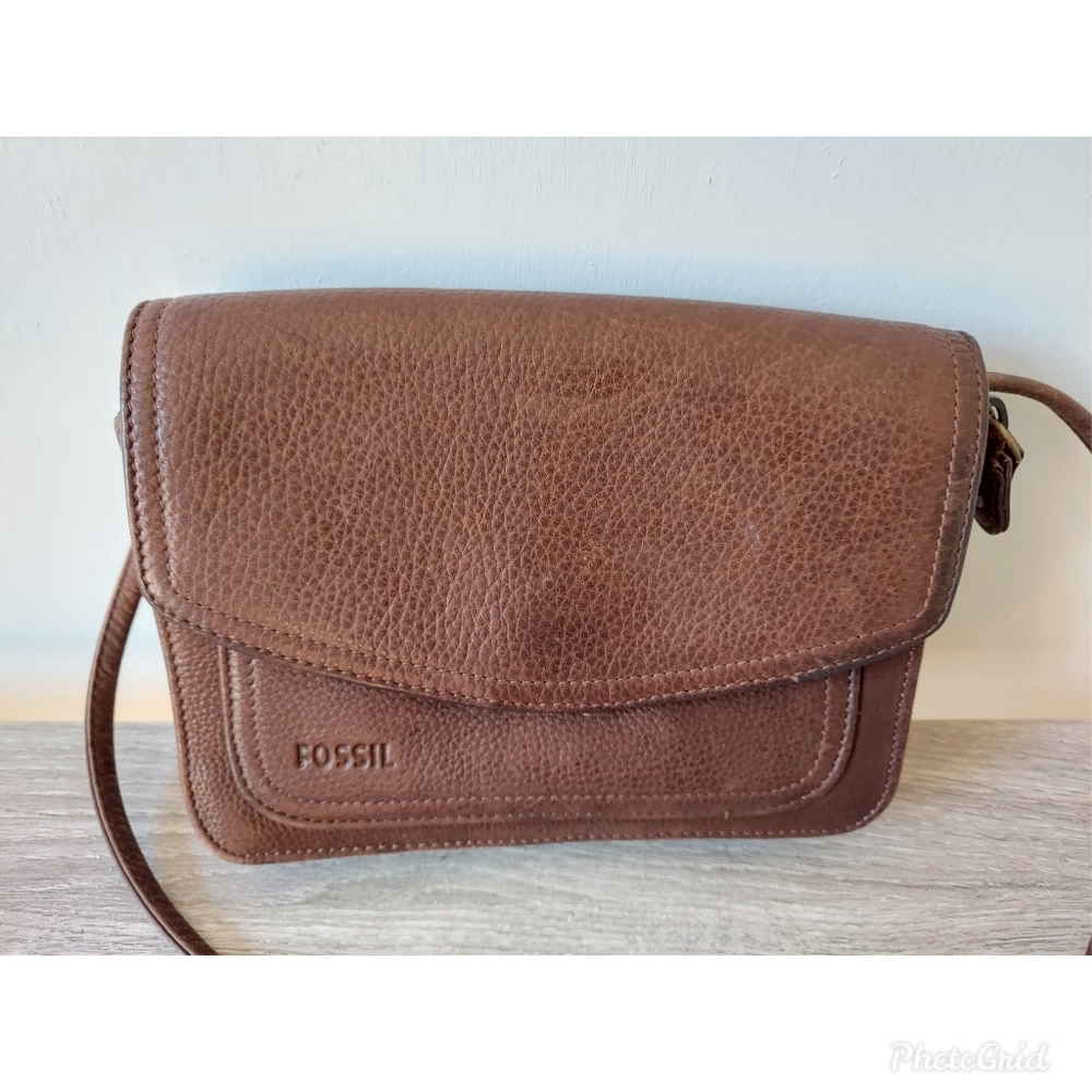 Fossil Small Brown Leather Crossbody Purse